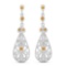 0.33 Carat Genuine White Diamond and Yellow Diamond .925 Sterling Silver Earrings