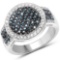 0.44 Carat Genuine Blue Diamond and White Diamond .925 Sterling Silver Ring