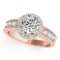 CERTIFIED 18K ROSE GOLD 1.70 CT G-H/VS-SI1 DIAMOND HALO ENGAGEMENT RING