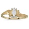 Certified 10k Yellow Gold Oval White Topaz And Diamond Satin Finish Ring 0.24 CTW