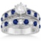 Antique Diamond and Sapphire Bridal Ring Set in Platinum (3.67ct)