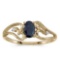 Certified 10k Yellow Gold Oval Sapphire And Diamond Ring 0.4 CTW