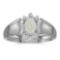 Certified 10k White Gold Oval Opal And Diamond Ring 0.2 CTW