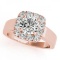 CERTIFIED 18K ROSE GOLD 1.08 CT G-H/VS-SI1 DIAMOND HALO ENGAGEMENT RING