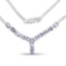 2.05 Carat Genuine Tanzanite and White Diamond .925 Sterling Silver Necklace