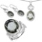 27.00 Carat Genuine Amethyst .925 Sterling Silver Ring Pendant and Earrings Set