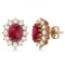 Oval Ruby Earrings with Diamonds 14k Rose Gold (7.10ctw)
