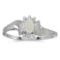 Certified 10k White Gold Oval Opal And Diamond Satin Finish Ring 0.09 CTW