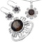 9.45 Carat Genuine Smoky Quartz .925 Sterling Silver Ring Pendant and Earrings Set