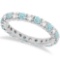 Eternity Diamond and Aquamarine Ring Band 14k White Gold (2.40ct)