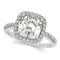 Cushion Cut Diamond Halo Engagement Ring w/ Accents 14k W. Gold 1.50ct