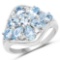 1.79 Carat Genuine Aquamarine and White Topaz .925 Sterling Silver Ring