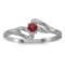 Certified 14k White Gold Round Garnet Ring 0.12 CTW