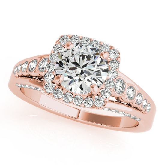CERTIFIED 18K ROSE GOLD 1.02 CT G-H/VS-SI1 DIAMOND HALO ENGAGEMENT RING
