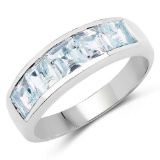 2.00 Carat Genuine Aquamarine .925 Sterling Silver Ring