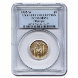 Certified Commemorative $5 Gold 1992-W Olympic MS70 PCGS US Vault Collection