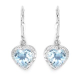 4.00 Carat Genuine Blue Topaz .925 Sterling Silver Earrings