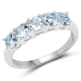 1.10 Carat Genuine Aquamarine .925 Sterling Silver Ring