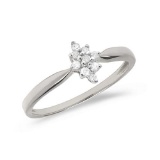 Certified 14K White Gold Diamond Cluster Ring 0.1 CTW