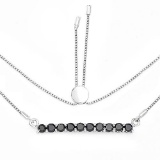 1.47 Carat Genuine Black Diamond .925 Sterling Silver Necklace