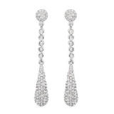 0.97 Carat Genuine White Diamond .925 Sterling Silver Earrings