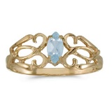Certified 10k Yellow Gold Marquise Aquamarine Filagree Ring 0.16 CTW