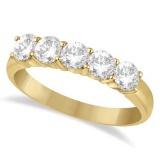 Five Stone Diamond Ring Anniversary Band 14k Yellow Gold (1.00ctw)