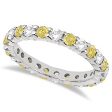 Canary Yellow and White Diamond Eternity Ring 14k White Gold (2.00ct)