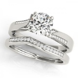 CERTIFIED 18KT WHITE GOLD 1.14 CT G-H/VS-SI1 DIAMOND BRIDAL SET