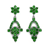 6.08 Carat Genuine Chrome Diopside .925 Sterling Silver Earrings