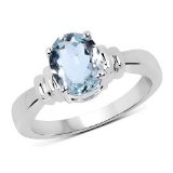 1.50 Carat Genuine Aquamarine .925 Sterling Silver Ring