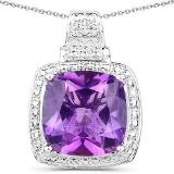 5.85 Carat Genuine Amethyst .925 Sterling Silver Pendant