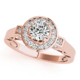 CERTIFIED 18K ROSE GOLD 0.97 CT G-H/VS-SI1 DIAMOND HALO ENGAGEMENT RING