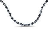 30.10 Carat Genuine Black Sapphire .925 Sterling Silver Necklace