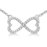 Pave Infinity Heart Diamond Pendant Necklace 14k White Gold (0.39ct)