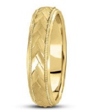 Braided Mens Wedding Ring Diamond Cut Band 14k Yellow Gold (5 mm)