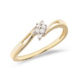 Certified 14K Yellow Gold Diamond Cluster Ring 0.06 CTW