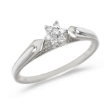 Certified 10K White Gold Diamond Cluster Ring 0.07 CTW