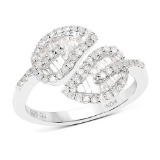 0.78 Carat Genuine White Diamond .925 Sterling Silver Ring