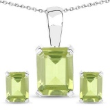 2.70 Carat Genuine Peridot .925 Sterling Silver Jewelry Set