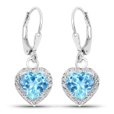 4.20 Carat Genuine Swiss Blue Topaz .925 Sterling Silver Earrings