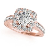 CERTIFIED 18K ROSE GOLD 1.43 CT G-H/VS-SI1 DIAMOND HALO ENGAGEMENT RING