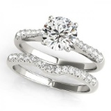 CERTIFIED 18KT WHITE GOLD 1.17 CT G-H/VS-SI1 DIAMOND BRIDAL SET