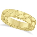 Mens High Polish Braided Handwoven Wedding Ring 14k Yellow Gold (7mm)