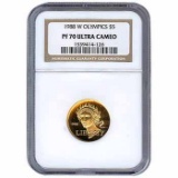 Certified Commemorative $5 Gold 1988-W Olympic PF70 NGC