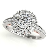 CERTIFIED  14 KTWO TONE GOLD 1.41 CT G-H/VS-SI1 DIAMOND HALO ENGAGEMENT RING