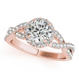 Diamond Infinity Twisted Halo Engagement Ring 14k Rose Gold 1.50ct