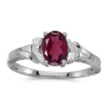 Certified 14k White Gold Oval Rhodolite Garnet And Diamond Ring 0.91 CTW