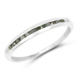 0.18 Carat Genuine Green Diamond .925 Sterling Silver Ring