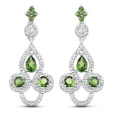 2.28 Carat Genuine Chrome Diopside and White Topaz .925 Sterling Silver Earrings